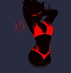 black_body female madness_combat red_bikini red_eyes red_panties rule_63 the_auditor