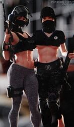 2girls 3d abs big_ass big_breasts clothed clothes frost_(rainbow_six) guns half-dressed iq_(rainbow_six) nyalicia rainbow_six rainbow_six_siege tagme tom_clancy yoga_pants