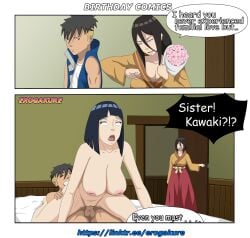 2girls1boy aunt aunt_and_nephew boobs boruto boruto:_naruto_next_generations caught caught_in_the_act cowgirl_position erogakure hanabi_hyuuga hinata_hyuuga hyuuga_hanabi hyuuga_hinata large_breasts milf mother mother_and_son naruto naruto_(series) straight straight_sex vaginal vaginal_sex