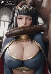 1boy 1boy1girl 1girls 3d ai_generated balls before_oral big_breasts big_cock big_penis big_tits black_hair blue_eyes breasts clothed clothed_female clothed_female_nude_male cock dark-skinned_male dick fat_cock fat_male female fire_emblem fire_emblem_awakening hand_on_head huge_breasts huge_cock huge_penis huge_tits interracial kiss kissing_penis licking licking_penis light-skinned_female light_skin lips long_hair looking_at_viewer male nipples nude_male oral sodaglow_artist teasing testicles tharja_(fire_emblem) tiara tits twintails veiny_penis