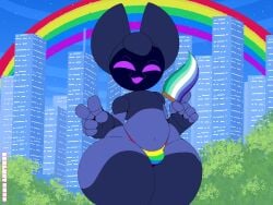 1boy bulge femboy flag gay gay_flag gay_pride gay_pride_colors girly male peace_sign pride_color_flag pride_color_underwear pride_colors pride_month robot smile solo thick_thighs thighs thong v_sign wide_hips zeglo-official