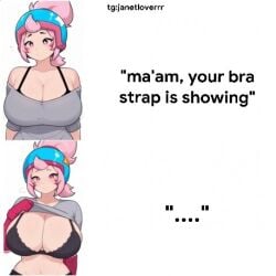 bra bra_strap cleavage_cutout huge_breasts janet_(brawl_stars) large_breasts