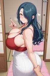 1girls ai_generated azuma_fubuki bangs bare_shoulders big_ass big_breasts big_thighs black_hair black_nails blue_hair blush braid braided_ponytail breath bubble_butt bursting_breasts busty chained_soldier cleavage closed_mouth collarbone covered_nipples curvaceous curvaceous_ass curvaceous_body curvaceous_female curvaceous_figure curvaceous_hips curvaceous_thighs curvy curvy_body curvy_female curvy_figure curvy_hips curvy_thighs fellatio_gesture fingernails friends_mother from_behind futon hair_over_one_eye hair_over_shoulder hair_ribbon hand_up heavy_breathing hetero high-waist_skirt holding_another's_wrist holding_hands hourglass_figure hourglass_figured_female huge_ass huge_breasts huge_hips indoors large_breasts leading long_fingernails long_hair long_skirt looking_at_viewer looking_back mato_seihei_no_slave mature mature_female milf mother motion_lines nail_polish nails_painted ok_sign one_eye_covered out_of_frame paid_reward_available pantylines pillow plump_thighs pov red_shirt ribbon sharp_fingernails shiny_hair shiny_skin shirt_tucked_in single_braid skindentation skirt sleeveless sleeveless_shirt slim_waist smile soft_breasts solo_focus standing sweat sweating sweaty sweaty_body tank_top tatami thick_butt thick_hips thick_legs thick_thighs trembling twisted_torso velutinx visible_breath voluptuous voluptuous_body voluptuous_female watermark wet wet_body wet_skin white_skirt wide_ass wide_hipped_female wide_hips wide_thighs yellow_eyes