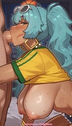 1boy 1girl 2026 ai_generated aqua_hair artist_name blowjob blowjob_face blush boobs brazilian_miku breasts bust chest cock dark_skin dick exposed_nipples eyewear_on_head fellatio goggles goggles_on_head hatsune_miku hetero hi_res high_quality highres jewelry licking long_hair male_pubic_hair nipples nipples_outside oral oral_sex patreon patreon_username penis pinkname pubic_hair solo_focus sucking sunglasses sweat testicles tits uncensored vocaloid watermark