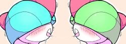 dripping kissing pokemon pokemon_(species) ralts saliva sharalythesheep sharing_cum snowballing