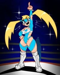 1girls big_ass big_breasts blonde_hair blue_eyes boots breasts female female_only hips huge_ass huge_breasts jellot large_ass large_breasts long_hair looking_at_viewer mask muscles muscular muscular_female rainbow_mika slim_waist solo street_fighter thick_thighs thighs twintails wide_hips