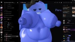 bow chubby churrorr34 discord_(app) fat_ass female huge_breasts purple_body roblox solo