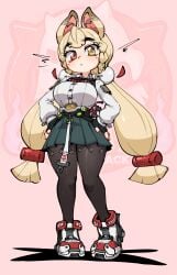 alice_thymefield animal_ears blonde_hair braided_twintails breasts hands_on_hips heterochromia jellot long_hair pantyhose rabbit_ears rabbit_girl rabbit_tail thick_thighs zenless_zone_zero