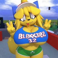 3d ai_assisted ai_generated big_breasts edited roblox shorts tagme yellow_fur yellow_skin