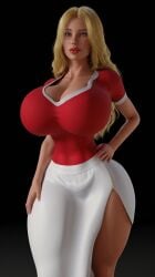 3d_(artwork) ai_generated big_ass big_breasts blonde_hair blue_eyes bubble_butt cheerleader_uniform cleavage coxville_stories edited fanart female female_only full_lips huge_breasts jenny_summers milf sexy skirt teacher thin_waist wide_hips