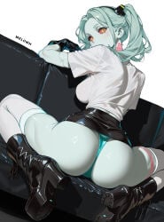 ass ass_focus cyberpunk:_edgerunners cyberpunk_2077 fully_clothed melowh panties rebecca_(edgerunners) skimpy_clothes tagme
