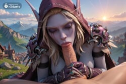 1boy 1boy1girl 1girls ai_generated armor artist_name blonde_hair blowjob_while_penetrated breasts cape closed_eyes day elf erection fellatio female gauntlets gumroad_username hetero hi_res hood long_hair mole mole_on_breast mountain nude oral outdoors patreon_logo patreon_username pauldrons penis pointy_ears pov r34arts runny_makeup shoulder_armor solo_focus sylvanas_windrunner uncensored undead veins warcraft warcraft_3 world_of_warcraft