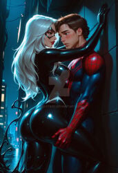 1boy 1boy1girl 1girls ai_generated big_ass big_breasts big_thighs black_cat_(marvel) breasts curvaceous curvy curvy_figure digital_media_(artwork) felicia_hardy female hips huge_ass huge_breasts huge_thighs large_ass large_breasts large_thighs legs light-skinned_female light-skinned_male light_skin male male/female marvel marvel_comics mature mature_female peter_parker quixotic57 slim_waist spider-man spider-man_(series) straight symbiote symbiote_suit thick thick_hips thick_legs thick_thighs thighs voluptuous voluptuous_female waist white_hair wide_hips