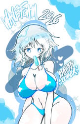 1girl 1girls belly belly_button big_breasts blue_eyes breasts curvy curvy_body curvy_female curvy_figure female female_focus female_only legs panties pussy summer tits waist white_body white_hair white_skin
