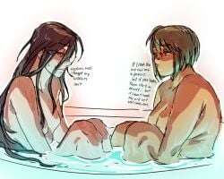 2girls breasts danganronpa female fukawa_touko jennzcc_2 naegi_komaru nude tagme water