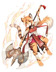 1girls axe female furry furry_female rkitsune tiger tiger_girl toratora
