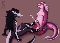 2018 anthro cum derse dinosaur duo erection foot_fetish footjob fur male mammal nude orgasm pawpads paws penis scalie sergal sex ssssnowy thanris theropod tyrannosaurus_rex yaoi