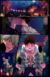 anal blush brown_hair brown_hair_bottom clothing comic domination gay kaworu_nagisa kissing light_hair_on_dark_hair neon_genesis_evangelion penis shinji_ikari tagme tamako_(artist) translation_request white_hair white_hair_on_brown_hair white_hair_top yaoi