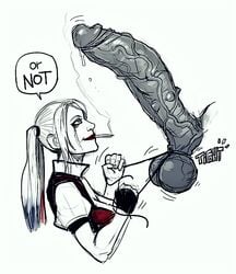 ballbusting ballsack barbed_penis batman_(series) cbt cigarette club_shaped_penis cock_and_ball_torture comic dc dc_comics devil_hs female femdom harley_quinn huge_cock killer_croc larger_male malesub messy monster_cock size_difference small_dom_big_sub smaller_female smoking spiked_penis testicle_suppress twintails