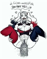 batman_(series) comic dc dc_comics devil_hs female harley_quinn horny_female huge_breasts huge_cock killer_croc male_penetrating_female messy monster_cock offscreen_character