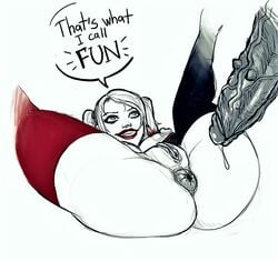 anus batman_(series) comic dc dc_comics devil_hs female harley_quinn huge_breasts huge_cock killer_croc light-skinned_male light_skin messy monster_cock