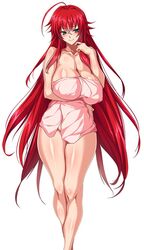 blush breasts female g_kilo-byte high_school_dxd huge_breasts long_hair looking_at_viewer red_hair rias_gremory saberfish solo towel