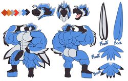 abs anthro ass avian balls beak biceps big_balls big_pecs big_penis bird black_penis blue_jay corvid demondragoncyan english_text erection huge_muscles humanoid_penis hyper hyper_muscles male model_sheet muscular muscular_male nude pecs penis simple_background solo text uncut vein veiny_penis white_background