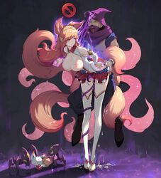 1boy absurdres ahri animal_ears ass_grab baggy_pants bangs bare_shoulders bent_over blue_eyes boots breasts breasts_out circlet clenched_teeth crazyzhuozhuo crying cum cum_in_pussy cum_on_body cum_on_breasts cum_on_upper_body cumdrip detached_sleeves eyebrows_visible_through_hair familiar female fox_ears fox_girl fox_tail full_body grabbing hair_ornament half-closed_eyes highres hood large_breasts league_of_legends long_legs magical_girl malzahar nipples open_mouth orange_hair pants pet pleated_skirt rape restrained saliva skirt skirt_lift sparkle star_guardian star_guardian_ahri star_guardian_series straight sweatdrop swept_bangs tail tears teeth thigh_boots thighhighs yellow_eyes