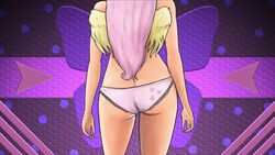 cutie_mark female fluttershy_(mlp) friendship_is_magic humanized laszl my_little_pony panties pink_panties print_panties rear_view solo straight_hair