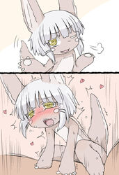 ambiguous_gender ambiguous_penetration anthro blush brown_fur claws cowgirl_position donoteat duo faceless_male fur hair heart instant_loss_2koma lagomorph looking_pleasured made_in_abyss male male/ambiguous male_penetrating mammal nanachi on_top open_mouth penetration sex solo_focus sweat tears tongue white_hair yellow_eyes