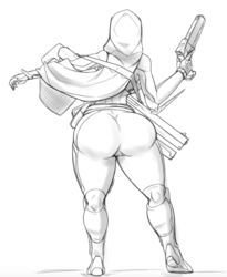 1girls ass ass_focus big_butt bungie cloak destiny_(game) female female_only guardian_(destiny) hunter_(destiny) large_ass lewdreaper presenting presenting_hindquarters solo solo_female thick thick_ass thick_thighs thighs