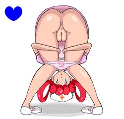 1girls anus ass bent_over big_ass blue_eyes chansey clothes eyelashes female female_only heart holding huge_ass human innie_pussy leg_grab looking_at_viewer looking_through_legs nintendo nurse nurse_joy nurse_outfit nurse_uniform open_mouth panties panties_down phantamos pink_hair pink_panties pokemon pokemon_rgby print_panties pussy rear_view red_hair shadow shoes solo standing twintails underwear uniform vagina watermark white_background wide_hips