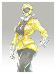 1girls abs big_breasts fully_clothed gokai_yellow kaizoku_sentai_gokaiger large_breasts luka_millfy muscles muscular muscular_female muscular_thighs natedecock power_rangers skin_tight solo solo_female super_sentai tight_clothing wide_hips yellow_ranger