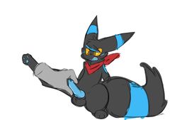 1boy 3_toes alternate_color ambiguous_gender animal_genitalia animal_penis bargglesnatch-x1 big_ears big_tail black_fur blue_fur blue_penis blue_skin canine canine_penis disembodied_hand eeveelution erection fangs feral furry handjob human interspecies knot long_ears male male_only mammal nintendo no_nipples nude open_mouth original_character pawpads paws penis penis_grab pokémon_(species) pokemon scarf sheath shiny_pokémon shiny_pokemon simple_background sitting sketch solo solo_focus spread_legs spreading teeth testicles thick_thighs tumblr umbreon video_games white_background wide_hips yellow_eyes yellow_sclera