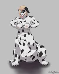 anthro breast_milking breasts canine dalmatian feet female fur furry hair lactation mammal milk muzzle_(disambiguation) nipples nude open_mouth paws precum pregnant pussy solo taur thejoyfuldragon wet