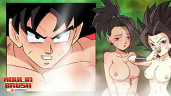 1boy 2girls caulifla dragon_ball dragon_ball_super female kale male moulinbrush multiple_girls nude patreon saiyan son_goku tournament_of_power universe_6/universe_7 universe_6_saiyan/universe_7_saiyan