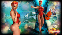 1girls 3d artist_name bare_shoulders barefoot becarra big_breasts busty butt_crack chloe_yoshida cleavage curvy dark-skinned_female dark_skin detailed_background english_text erect_nipple erect_nipples eyelashes eyeshadow female female_only gray_eyes holding_object hourglass_figure human looking_at_viewer makeup nipple_bulge one-piece_swimsuit pose posing shadow shiny shiny_skin short_hair side_view sideboob solo standing surfboard swimsuit tattoo text thong toes voluptuous wide_hips