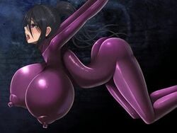 aeba_fuchi aebafuti animated areola_bulge ass big_ass bimbo black_hair bodysuit bouncing_breasts breasts bubble_butt gigantic_breasts huge_ass huge_breasts hyper_breasts implants latex long_hair milf nipples no_sound silicone slave soul_calibur tagme taki tight tight_clothes tight_clothing tongue video