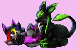 1boy 1girls 2018 alternate_color anus ass belly big_ass big_ears black_fur blush closed_eyes cum digital_media_(artwork) drooling duo eevee eeveelution fangs feet female feral foot_fetish foot_licking fur furry glaceon green_fur green_penis green_skin hair hi_res interspecies leg_up licking long_ears long_hair male mammal minty_(blizzyglaceon93) nintendo nude open_mouth oral original_character pawpads paws penis pink_background pokémon_(species) pokemon pokemon_dppt pokemon_rgby purple_eyes purple_fur pussy rainbow_hair raven_eevee raveneevee saliva sheath simple_background smile spread_legs straight tail teeth testicles thick_thighs tongue tongue_out video_games wet wide_hips