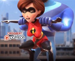 1boy 1boy1girl 1girls 3d animated blitz_wagner bodysuit brown_hair crisisbeat dark-skinned_male disney elastigirl faceless_male female helen_parr interracial krushauer male mask outdoors pixar sex short_hair smooth_skin stomach_bulge superheroine testicles the_incredibles