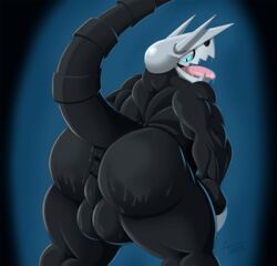 1boy 2018 aggron ahnik anthro anthrofied anus armor ass back bent_over big_anus big_ass big_mouth big_testicles big_tongue black_border black_skin blue_background blue_sclera butt_focus claws drooling fangs grey_skin half-closed_eyes horn huge_ass huge_testicles large_ass large_testicles looking_at_viewer looking_back male male_only nintendo nude open_mouth perineum pokémon_(species) pokemon pokemon_(species) pokemon_rse presenting presenting_anus puffy_anus raised_tail saliva scalie signature smile solo spikes standing sweat teeth text thick_thighs tongue tongue_out video_games watermark wide_hips