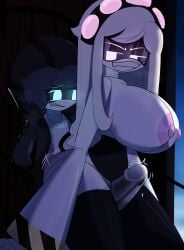 1boy 1girls big_breasts big_penis blue_eyes blue_hair breasts disassembly_drone erect_penis erection glitch_productions lawgx long_hair murder_drones nipples nude nude_female oc original_character pink_eyes precum robot robot_boy robot_girl robot_humanoid straight teasing thigh_job thighhighs thighs