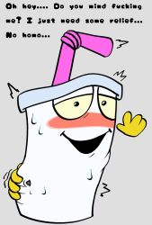 adult_swim aqua_teen_hunger_force asking_for_it asking_for_sex asking_viewer exposed_anus horny horny_expression horny_male in_heat master_shake milkshake no_homo non-human non-human_only relief spread_anus straw wants_to_be_fucked white_skin yellow_eyes