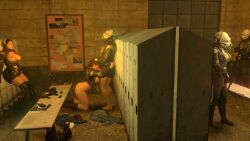3d almost_caught big_ass big_breasts big_penis blowjob brown_hair_female citizen_(half-life_2) cleavage clothed_sex exposed_ass exposed_breasts female_01_(half-life_2) female_02_(half-life_2) grabbing_head half-dressed half-life_(series) half-life_2 hiding_behind_wall large_penis licking_penis oblivious oblivious_sexualization on_knees pantless rebel_(half-life_2) smile sucking_penis sucking_penis_tip supporting_breasts thick_thighs white_female wide_hips