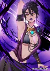 1girls 2d 2d_(artwork) 2d_artwork adult adult_female arm_behind_head armpits belly belly_button beneceadraws big_boobs big_breasts black-haired_female black_hair breasts breasts_apart busty busty_female busty_girl dark_aura digital digital_art digital_drawing digital_drawing_(artwork) digital_media digital_media_(artwork) dragon_age drawing elbows female female_focus female_only fingernails fingers fit_female hair_between_eyes hand_behind_head head_tilt high_resolution highres hourglass_figure inframammary_fold inguinal_crease inguinal_ligament large_boobs large_breasts lean_figure linea_alba lips lipstick looking_at_viewer mature mature_female midriff mole mole_above_mouth mole_on_belly mole_on_cheek mole_on_face mole_on_stomach morrigan_(dragon_age) nail_polish nails narrow_waist navel necklace posing posing_for_the_viewer purple_background purple_fingernails purple_lips purple_lipstick purple_nail_polish purple_nails short_hair sidelocks slender_body slender_waist slim_female slim_waist solo standing stomach tilted_head upper_body wide_hips yellow-eyed_female yellow_eyes
