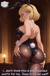 ai_assisted ai_generated ashley_graham ashley_graham_(ella_freya) ass ass_focus back_view big_breasts blonde_female blonde_hair breasts bunny_ears bunny_girl bunnysuit butt_focus caption clothed clothed_female comic curvy curvy_body curvy_female female female_focus female_only fishnet_legwear fishnets from_behind grabbing grabbing_own_ass green_eyes large_breasts leotard looking_back moonwool_branch open_mouth pantyhose resident_evil resident_evil_4 resident_evil_4_remake seductive short_hair solo solo_female solo_focus talking talking_to_viewer thick_ass thick_thighs thighs uncensored