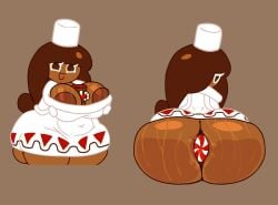 1girls anal anal_addiction anal_invitation anal_suggest ass_focus big_ass big_breasts bobababu brown_hair buttplug cocoa_cookie cookie_run cookie_run_kingdom cookie_run_ovenbreak cup dark-skinned_female mug smile stomach