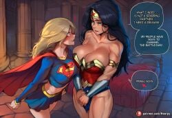 2girls abs ai_generated aroused aroused_face athletic athletic_female bare_ass bed bedroom big_ass big_breasts big_butt big_thighs blue_eyes blush breast_press breast_squeeze breasts caption collarbone comic comic_page comics curvy curvy_body curvy_female curvy_figure cute cute_face dc dc_comics english english_text female heart heart_symbol hoorpy hourglass_figure indoors justice_league kara_zor-el muscular muscular_female open_mouth patreon patreon_logo patreon_username petite petite_body petite_breasts petite_female sexy sexy_body sexy_pose smile smirk standing story supergirl supergirl_(series) superman_(series) surprised surprised_expression teeth text thick_thighs thighs tongue voluptuous voluptuous_female wide_eyed wonder_woman wonder_woman_(series)