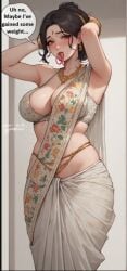 1female 1girls ai ai_assisted ai_generated armpits arms_behind_back breasts cultural cultural_outfit english english_text fair_skin female folds hairband hands_behind_head indian indian_clothes indian_female indian_style insecure saree sari sexy sexy_body sexy_clothing sexy_female sexy_pose solo solo_female solo_focus text text_box text_bubble tying tying_hair waist waist_chain waistfold waistfolds white_clothing white_legwear