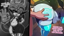 1boy 1girls animated ass big_butt biped blue_bikini bodily_fluids breasts bubble_butt buttjob clothed clothing cum dialogue divine_wine duo english_text female flat_chest genital_fluids genitals hair hi_res hot_dogging huge_butt imp imp_midna larger_male legwear link link_(twilight_princess) looking_at_viewer male male/female midna multicolored_body nintendo nipple_bulge not_furry orange_hair penis pornsfx premature_ejaculation premature_ejaculation_shaming pupils sex short_playtime shortstack side_view size_difference small_breasts smaller_female smile sound stockings straight swimsuit tagme text the_legend_of_zelda thick_thighs thigh_highs tongue tongue_out twili twilight_princess vampiranhya_(artist) video